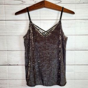 American Eagle Green Strappy Velour Tank Top Women's Size Medium